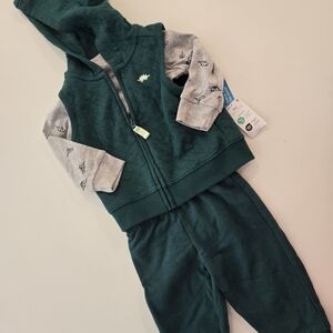 Carter's Forest Green and Light Gray Kids Jogger Set